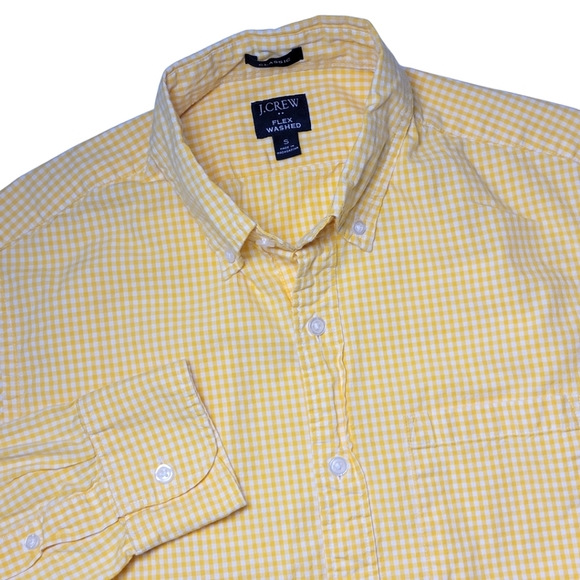 J. Crew Yellow Gingham Long Sleeve Button-Down Shirt S - Picture 6 of 6